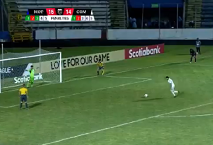Captura de pantalla de los penales entre Motagua y Comunicaciones.