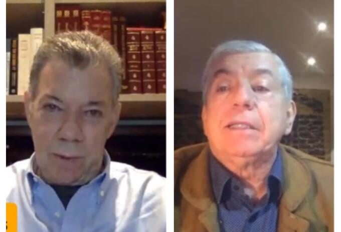 Juan Manuel Santos y César Gaviria en foro sobre la guerra contra las drogas.