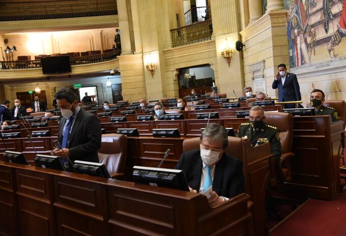 Ministro de defensa, Carlos Holmes Trujillo en debate de moción de censura Cámara