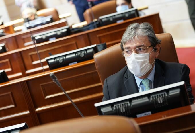 Carlos Holmes Trujillo en la votación de moción de censura en su contra.