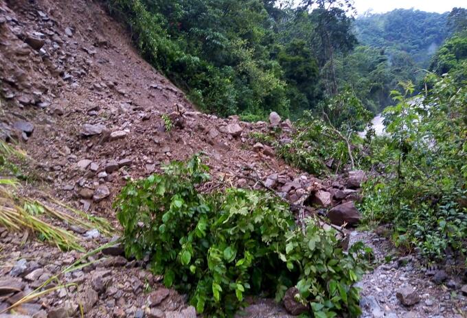 Derrumbe en la vía Cáchira-Bucaramanga