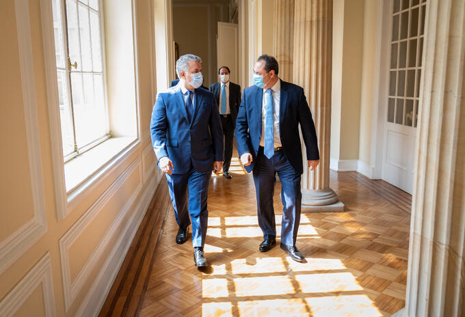 Presidente Duque y Presidente del Banco de Desarrollo de América Latina (CAF), Luis Carranza