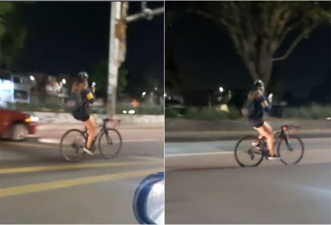 Ciclista conduce a alta velocidad mientras chatea en transitada vía de Bogotá