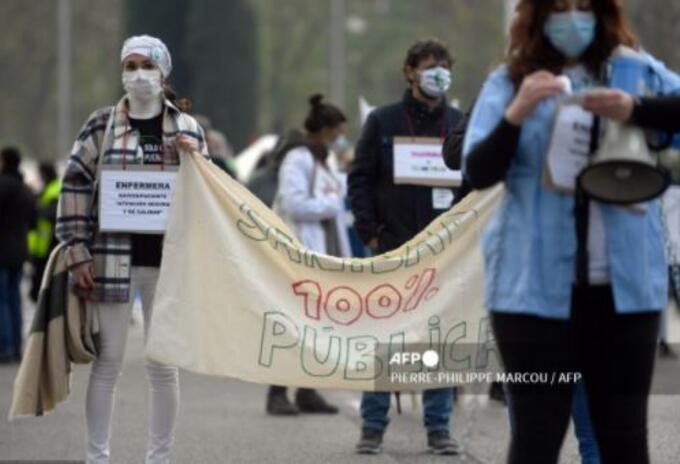 Manifestación de médicos en Madrid, España