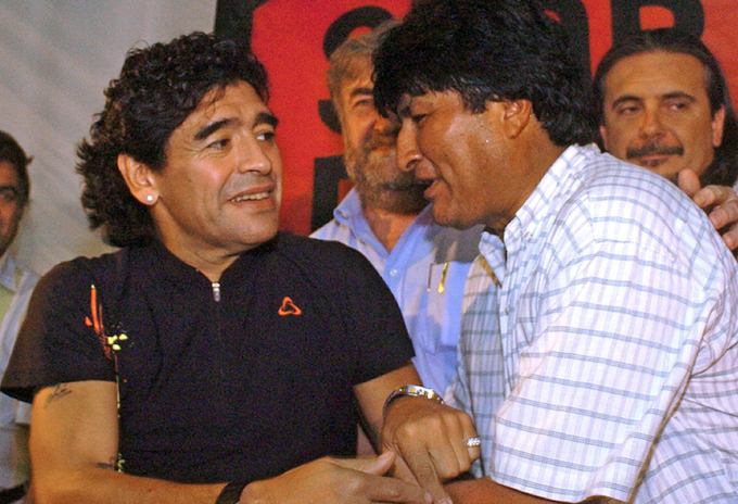 Expresidente de Bolivia, Evo Morales, con Diego Armando Maradona