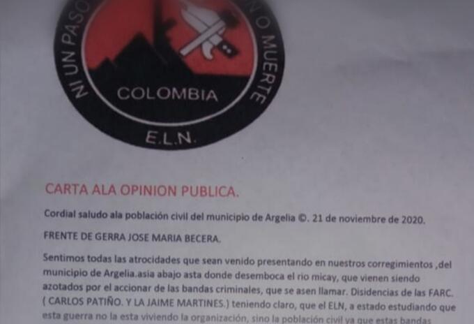 Panfleto ELN Cauca