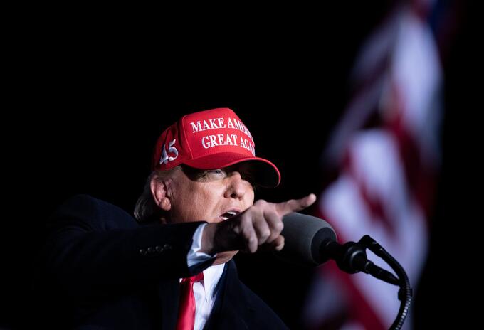 Donald Trump en acto de campaña 2020