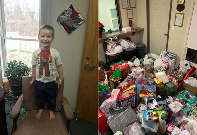 Niño abandonado recibe regalos Niño abandonado recibe regalos