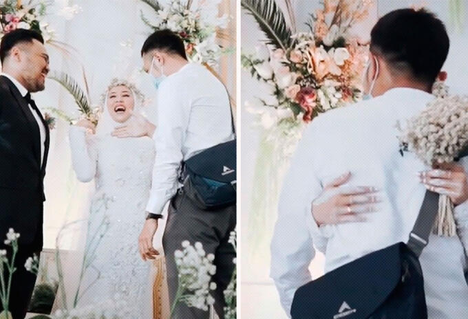 Abrazó a su exnovio en su matrimonio