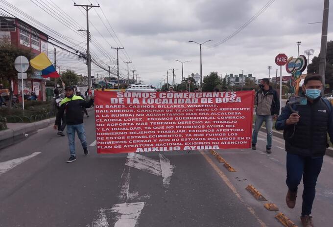 Protesta de propietarios de gastrobares en Bogotá