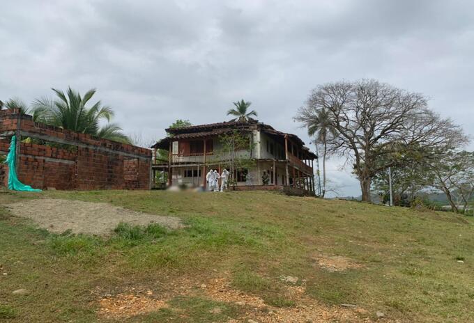 Lugar de la masacre de tres mineros en Tarazá, Antioquia.