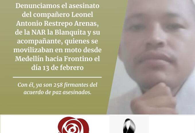 Excombatiente asesinado Antioquia