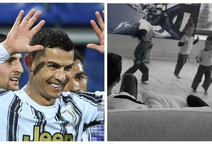 Cristiano Ronaldo; hijos de CR7 bailando