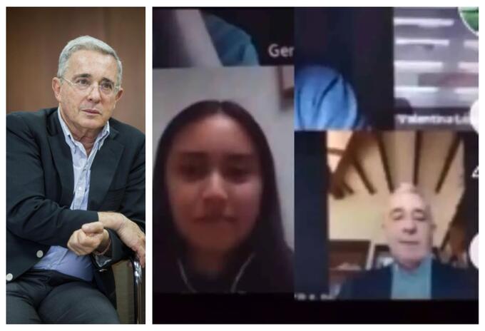 Estudiante Andrea Pulido y Álvaro Uribe