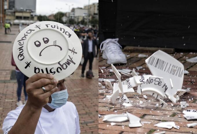 Romper platos, la protesta de Asobares contra restricciones por pandemia
