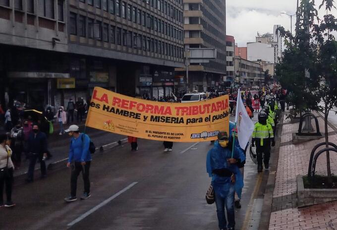 Marchas contra la reforma tributaria en Bogotá