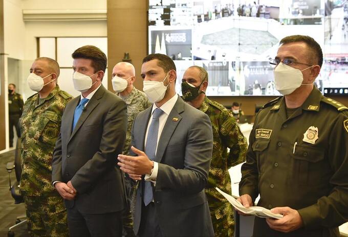 Ministro del Interior, Daniel Palacios, ministro de Defensa, Diego Molano, Director de la Policía, Jorge Vargas