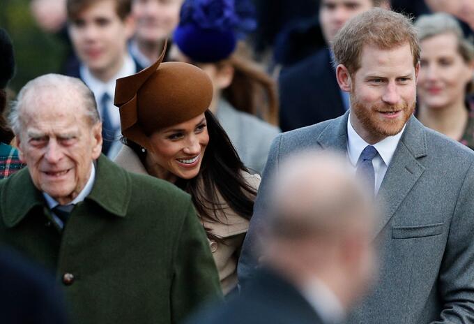 El príncipe Harry, el Príncipe Felipe y Meghan Markle