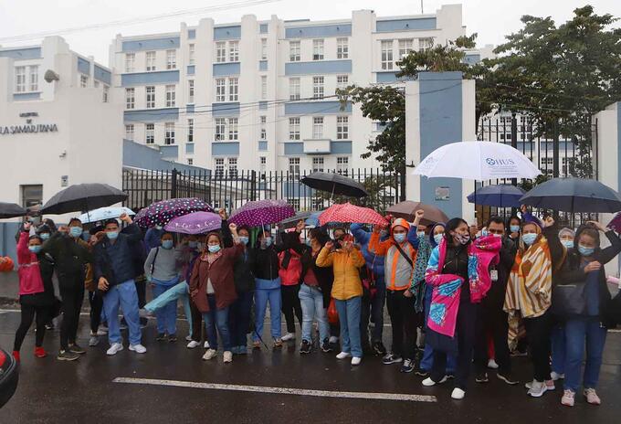 Empleados del hospital La Samaritana protestaron en el sur de Bogotá