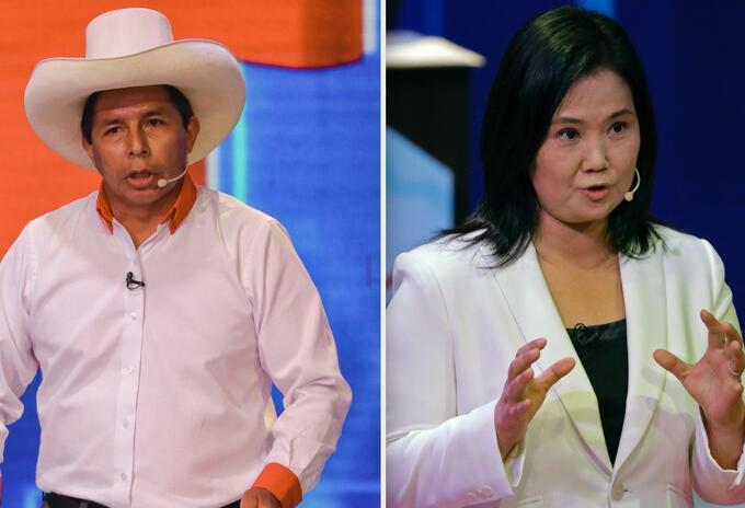Pedro Castillo y Keiko Fujimori, candidatos a la presidencia de Perú