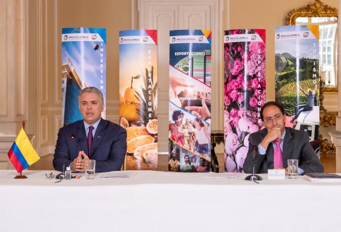 Presidente Iván Duque y el ministro de Comercio, José Manuel Restrepo