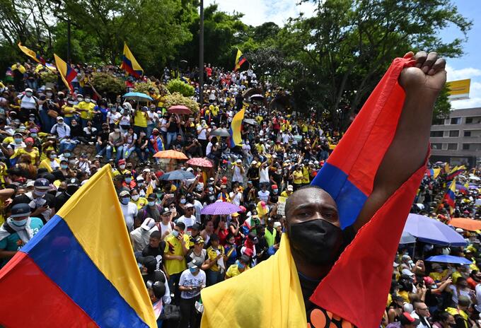 Protestas en Cali en medio del paro nacional.