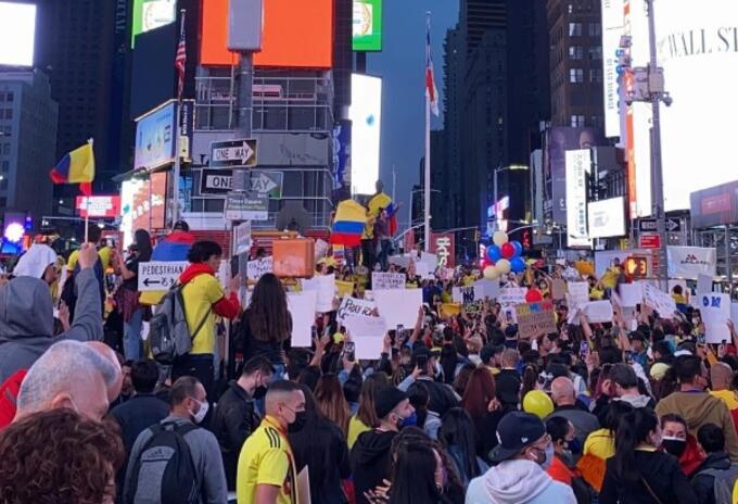 Colombianos protestas Nueva York