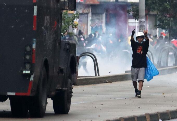 Disturbios en Bogotá durante las marchas