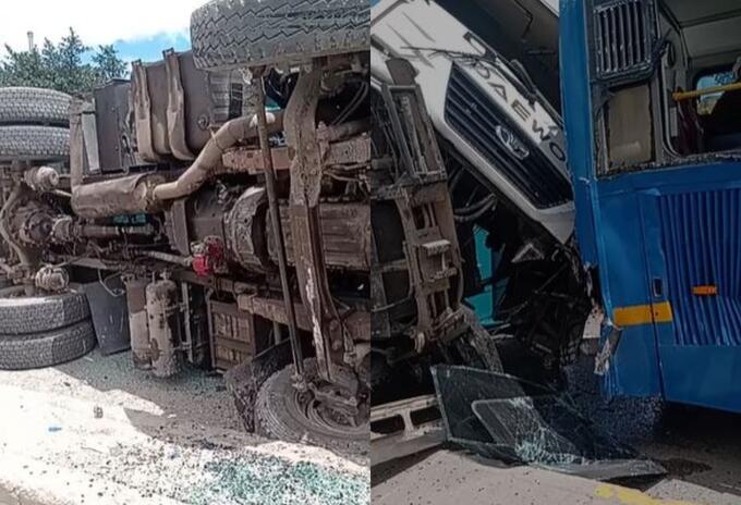 Monumental accidente entre tractomula y SITP en la Avenida Boyacá