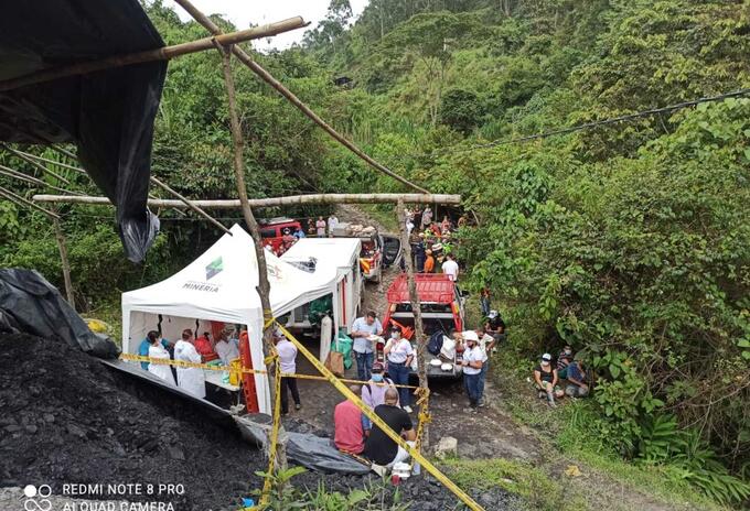 Lugar de la emergencia en una mina en Amagá, Antioquia.