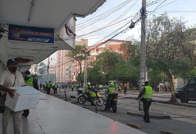 Zona de los disturbios en Barranquilla