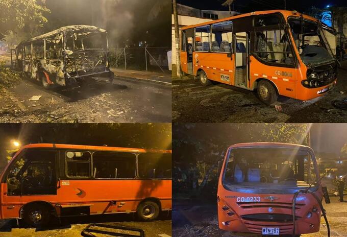 Capuchos vandalizaron cuatro busetas, una de ellas fue incinerada en inmediaciones de la UT