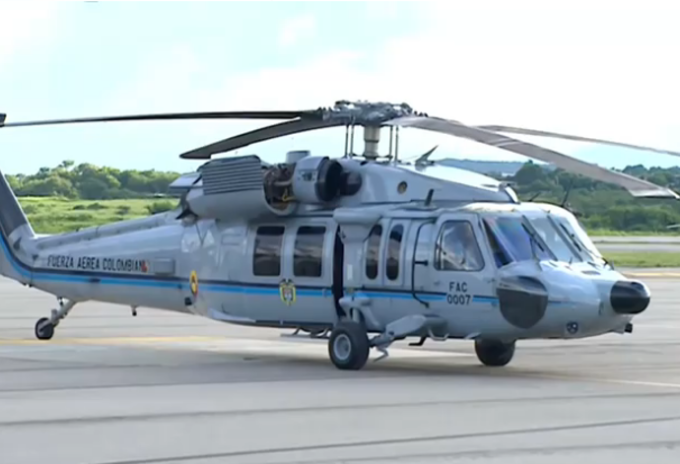 Helicóptero impactado en el que iba el presidente Duque