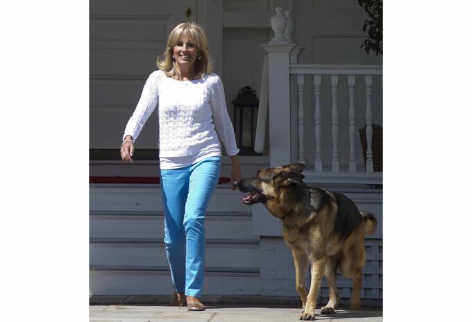 Jill Biden junto a su perro Champ
