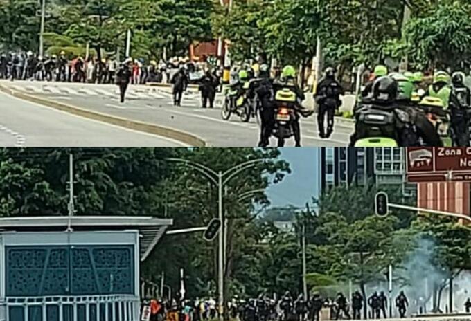 Disturbios en Medellín al finalizar las marchas.