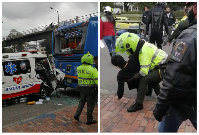 Choque entre ambulancia y Sitp Choque entre ambulancia y Sitp