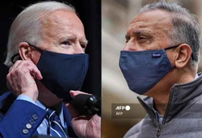Joe Biden y Mustafa al-Kadhemi, primer ministro de Irak