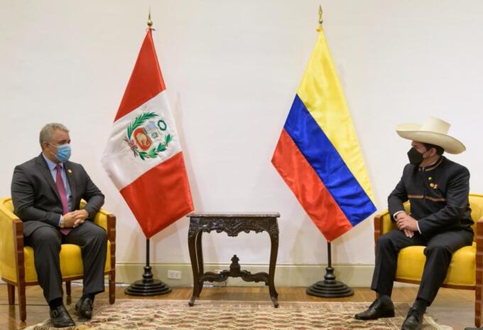 El presidente Iván Duque, participa este miércoles, de la posesión de Pedro Castillo como nuevo jefe de Estado del Perú