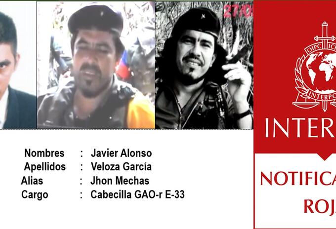 Circular roja a Javier Alonso Veloza García, conocido con el alias de 'Jhon Mechas'