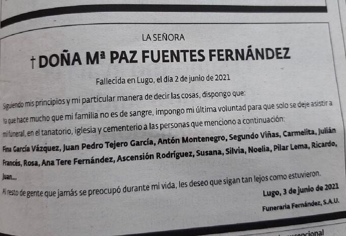 Antes de morir, mujer escogió a las personas que quería que fueran a su funeral