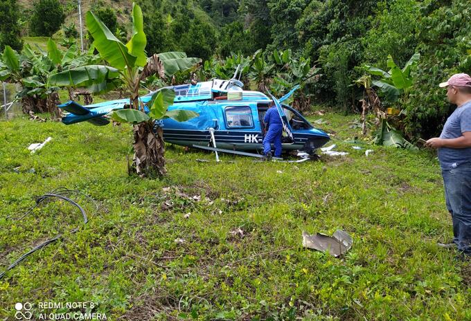 Aterrizaje de helicóptero en Cañasgordas, Antioquia.