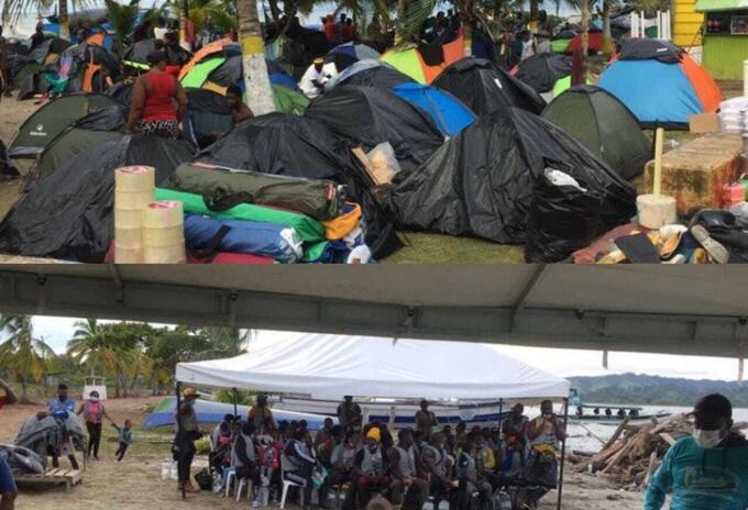 Migrantes en las playas de Necoclí, Antioquia.