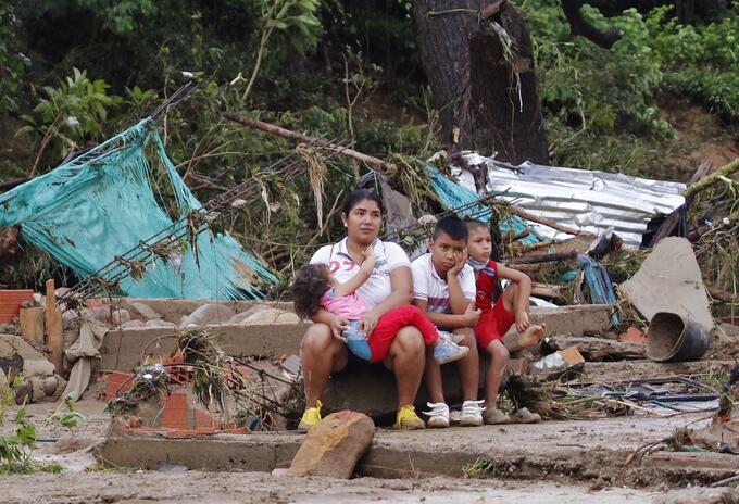 Damnificados por las fuertes lluvias en Colombia.