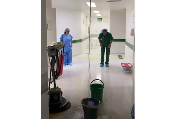 Hospital de Soacha se inunda en medio de aguacero