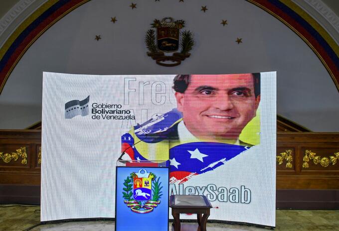 La Asamblea de Venezuela pone en su atril foto de Alex Saab