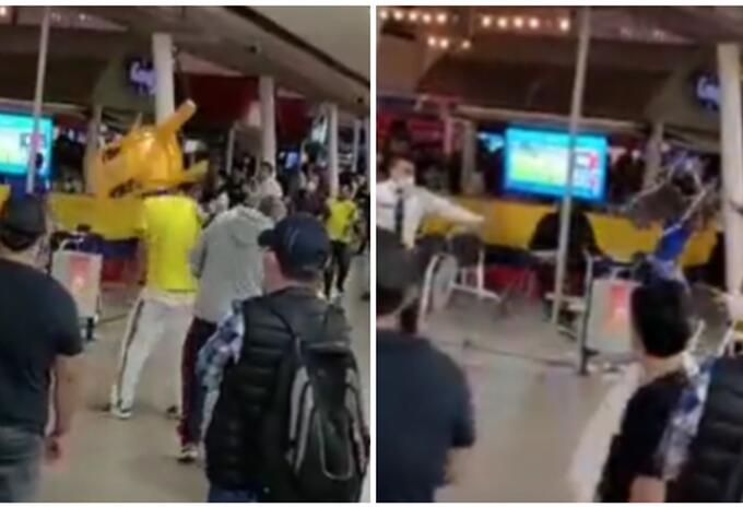Hinchas de Colombia se van a los 'sillazos' tas empate con Ecuador