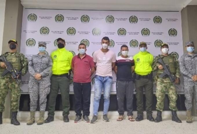 Los Tres hombres fueron capturados por la policía nacional por presuntamente pertenecer al frente ‘Camilo Torres Restrepo’ del ELN.