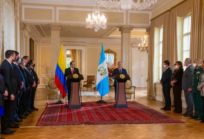 Presidente de Guatemala, Alejandro Giammattei y el presidente de Colombia, Iván Duque