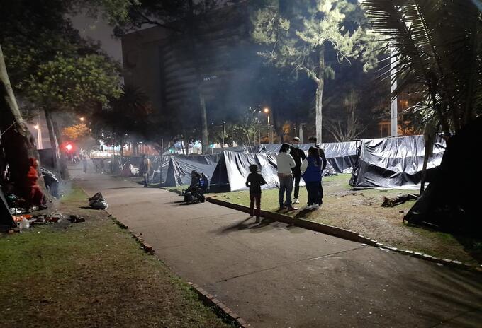 Campamento Embera en el centro de Bogotá