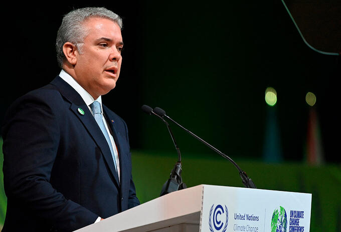 Iván Duque emite discurso en la COP26